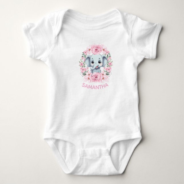 Personalised Baby Elephant Bodysuit Gift (Front)