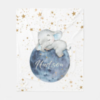 Personalised Baby Elephant on Moon | 50x60 Fleece