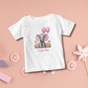 Personalised Baby Elephant Pink Baby Shower Gift T-Shirt