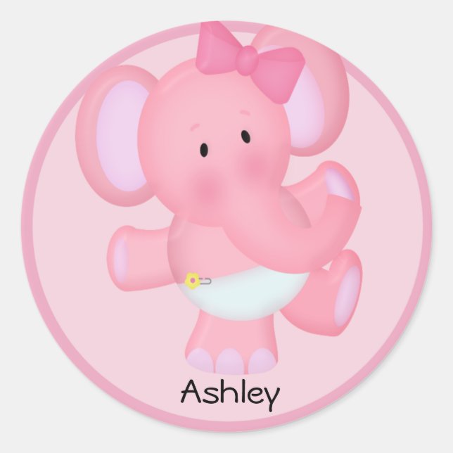 Personalised Baby Elephant Sticker (Front)