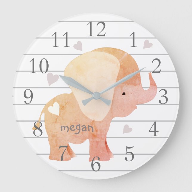 Personalised Baby Elephant Wall Clock (Front)