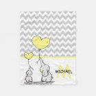 Personalised Baby Elephant Yellow Grey Chevron