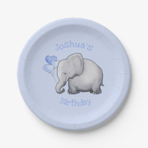 Personalised Baby Elephants Infant Birthday Paper Plate