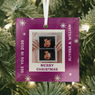 Personalised Baby Expecting Pregnancy Christmas Glass Tree Decoration