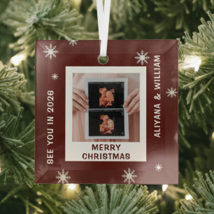 Personalised Baby Expecting Pregnancy Christmas Glass Tree Decoration