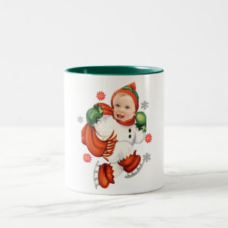 Personalised Baby Face Photo Chubby Santa Two-Tone Coffee Mug