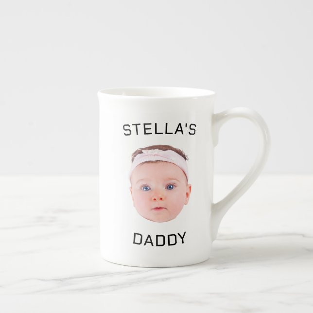 Personalised Baby Face Photo Dad Gift Bone China Mug (Right)