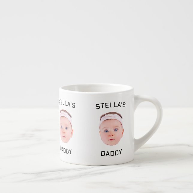 Personalised Baby Face Photo Dad Gift Espresso Cup (Right)