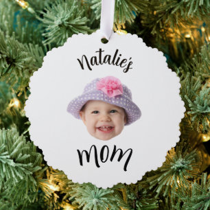 Personalised Baby Face Photo Name New Mum Tree Decoration Card