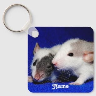 Personalised Baby Fancy Pet Rat Pups Key Ring