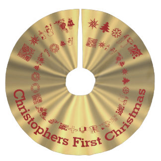 Personalised baby first Christmas Brushed Polyester Tree Skirt