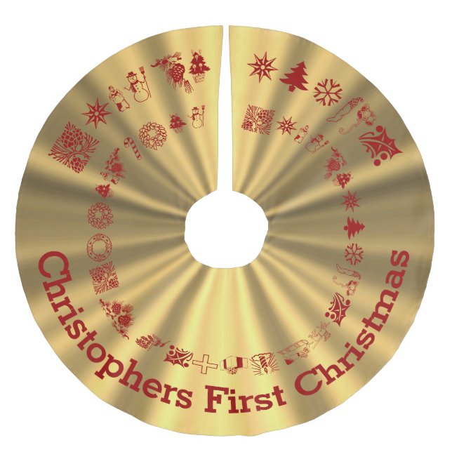 Personalised baby first Christmas Brushed Polyester Tree Skirt (Front)