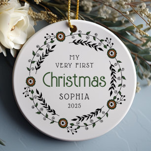 Personalised Baby First Christmas Nordic Ceramic Tree Decoration