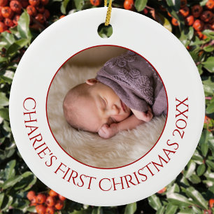 Personalised Baby First Christmas Photo Ceramic Tree Decoration