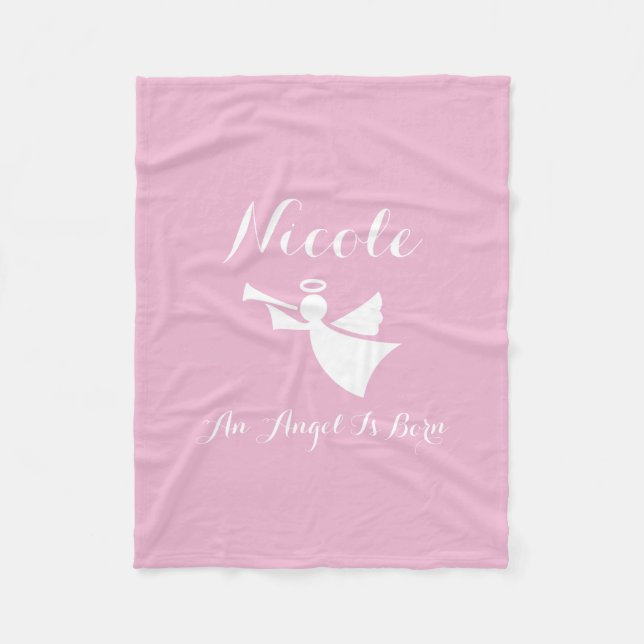 Personalised baby fleece blanket An angel is born (Front)