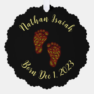 Personalised Baby Footprints (Photo on Back) Tree Decoration Card