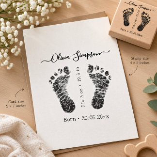 Personalised Baby Footprints Stamp, Newborn Rubber Stamp