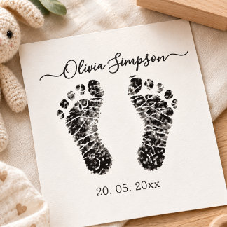 Personalised Baby Footprints Stamp, Newborn Rubber Stamp