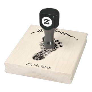 Personalised Baby Footprints Stamp, Newborn Rubber Stamp