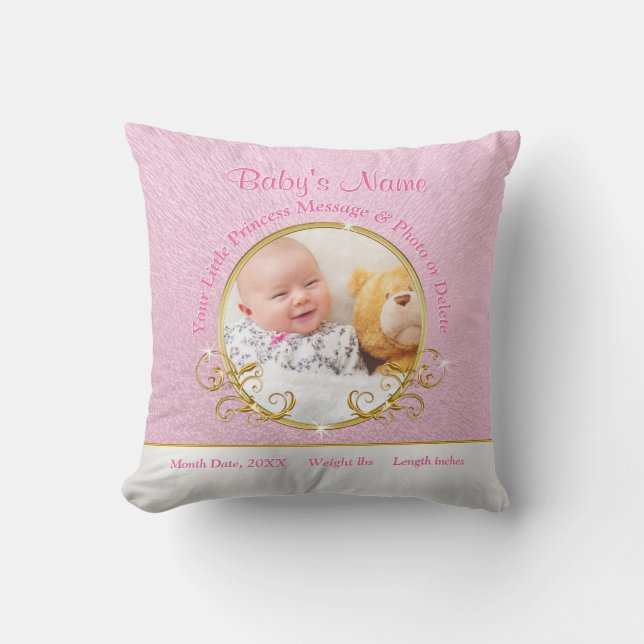 Personalised Baby Gifts with Birth Information Cushion (Front)