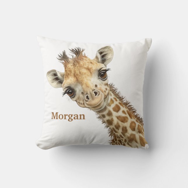 Personalised Baby Giraffe Nursery Decor  Cushion (Front)