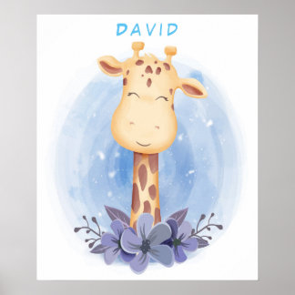 Personalised Baby Giraffe Poster