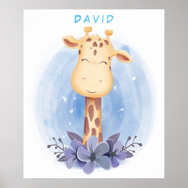 Personalised Baby Giraffe Poster (Front)