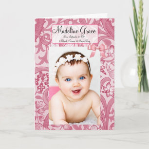 Personalised Baby Girl Birth Announcement Card