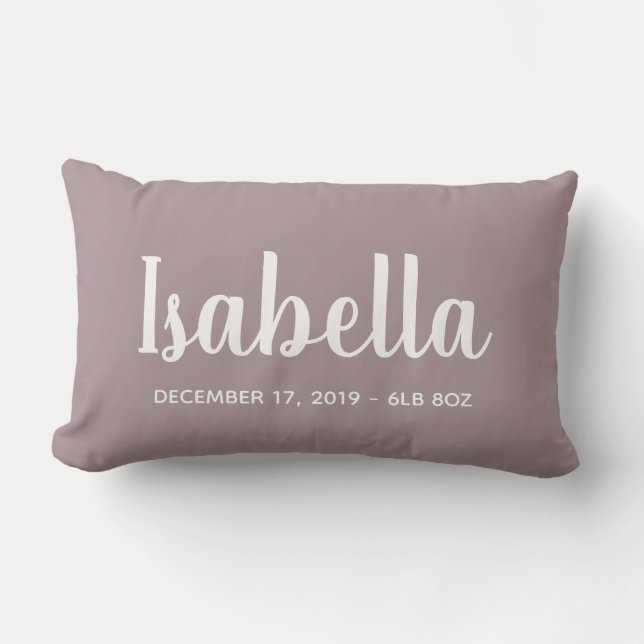 Personalised | Baby Girl Birth Announcement Lumbar Cushion (Front)