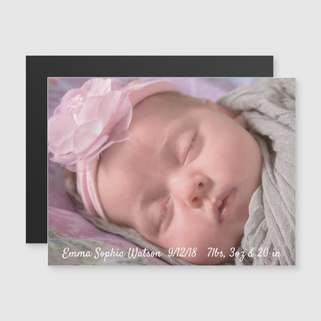 Personalised Baby Girl  Birth Announcement Magnet (Front/Back)