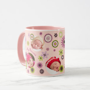 Personalised Baby Girl Birthday Photo Collage Mug