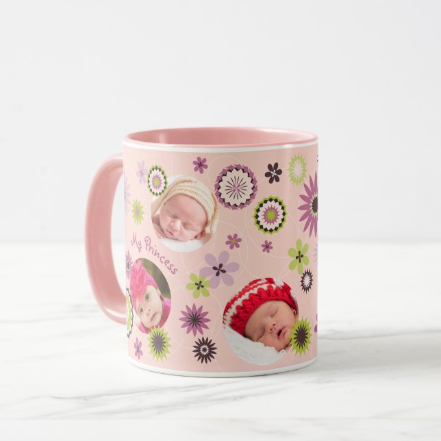 Personalised Baby Girl Birthday Photo Collage Mug (Front Left)