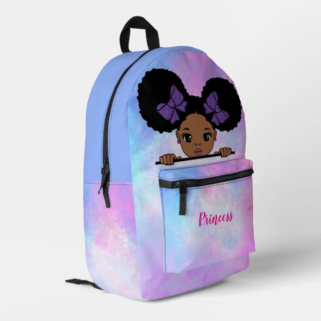 Personalised Baby Girl Blue Printed Backpack (Back Corner Left)