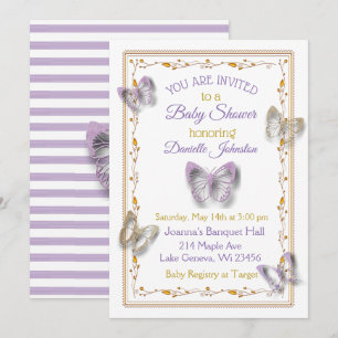 Personalised Baby Girl Butterfly Baby Shower Invitation