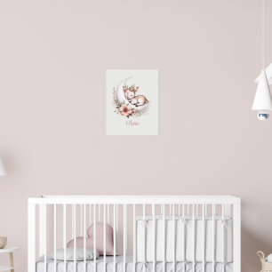 Personalised Baby Girl Deer Poster
