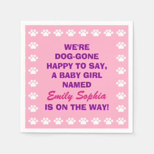 Personalised Baby Girl - Dog Themed Baby Shower Napkin