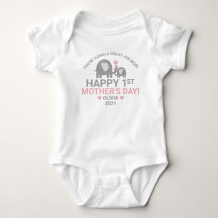 Personalised Baby Girl First Mother's Day Elephant Bodysuit