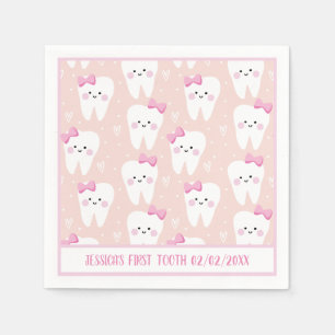 Personalised Baby Girl First Tooth Paper Napkin