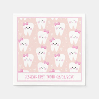 Personalised Baby Girl First Tooth Paper Napkin