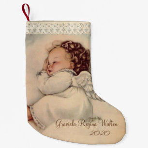 Personalised Baby Girl Guardian Angel Prayer Small Christmas Stocking