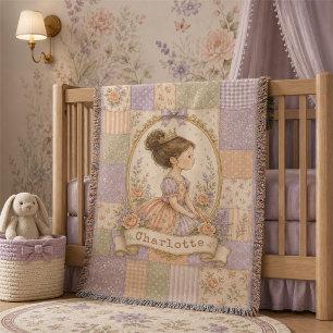 Personalised Baby Girl Little Princess Cameo Throw Blanket
