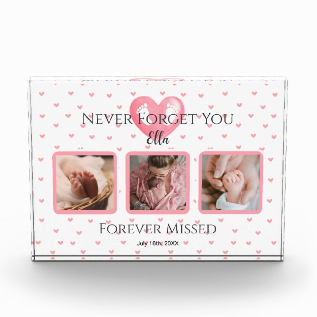 Personalised Baby Girl Memorial Photo Keepsake Block (Front)