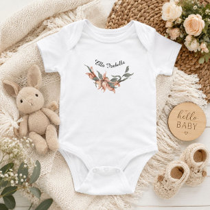 Personalised Baby Girl Name Delicate Boho Floral Bodysuit