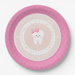 Personalised Baby Girl Party Pink Paper Plate