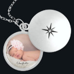 Personalised Baby Girl Photo Name Custom Locket Necklace<br><div class="desc">Perfect for the new mother,  customise this locket with her newborn baby girl's photo and name. Elegant and beautiful,  wonderful mother's day gift or her birthday. A cherished keepsake of her new daughter.</div>