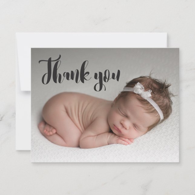 Personalised Baby Girl Photo Thank you Baptism Card (Front)