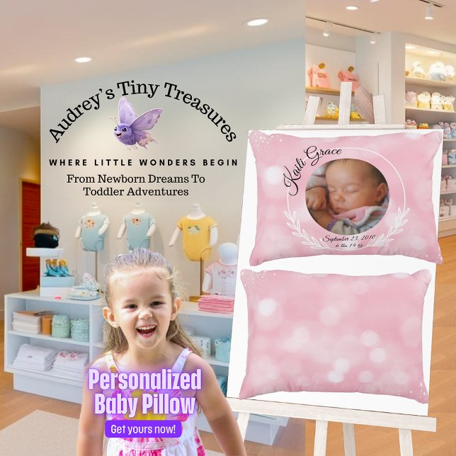Personalised Baby Girl Pillow (Creator Uploaded)