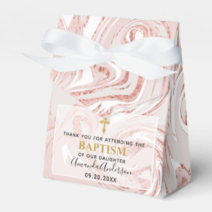 Personalised Baby Girl Rose Gold Marble Baptism Favour Box