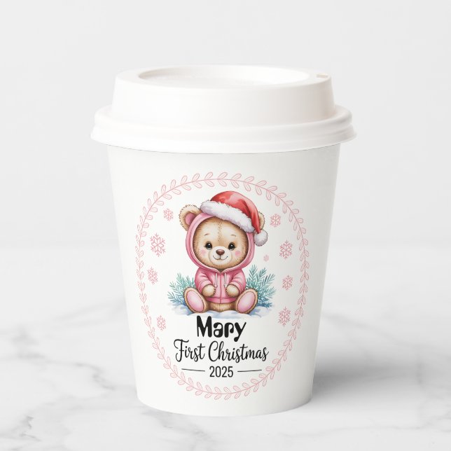 Personalised Baby Girl’s First Christmas Cups – Ed (Front)