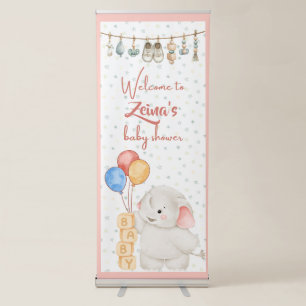 Personalised Baby Girl Shower Elephant Banner